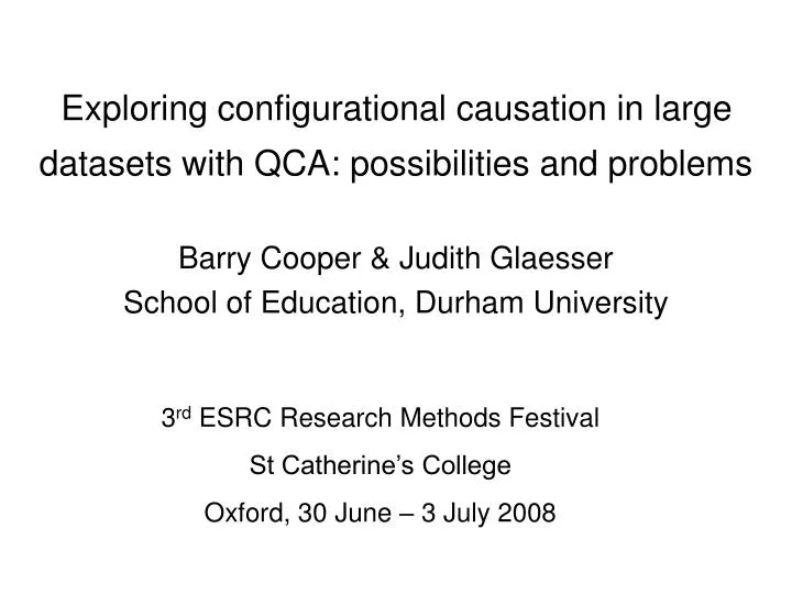 exploring configurational causation in large datasets with qca possibilities and problems