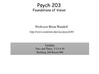 Psych 203 Foundations of Vision