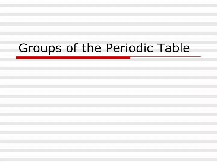 groups of the periodic table