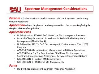 Spectrum Management Considerations