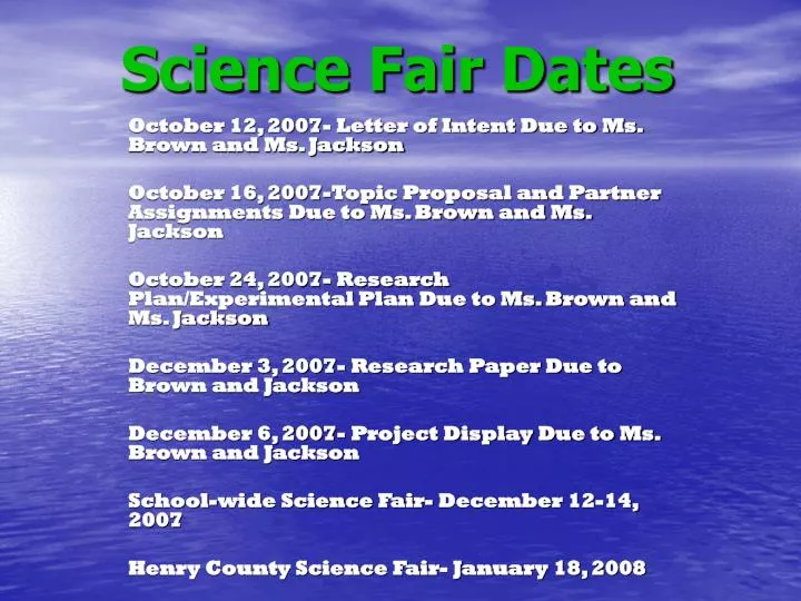 science fair dates