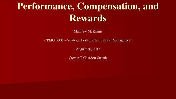 performance compensation and rewards