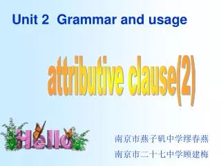 Unit 2 Grammar and usage
