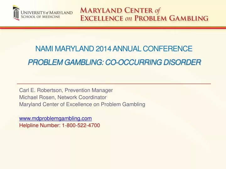 nami maryland 2014 annual conference problem gambling co occurring disorder
