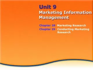 Unit 9 Marketing Information Management