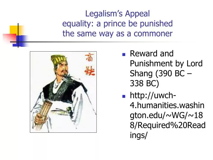 legalism s appeal equality a prince be punished the same way as a commoner