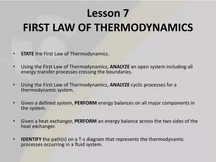 lesson 7 first law of thermodynamics