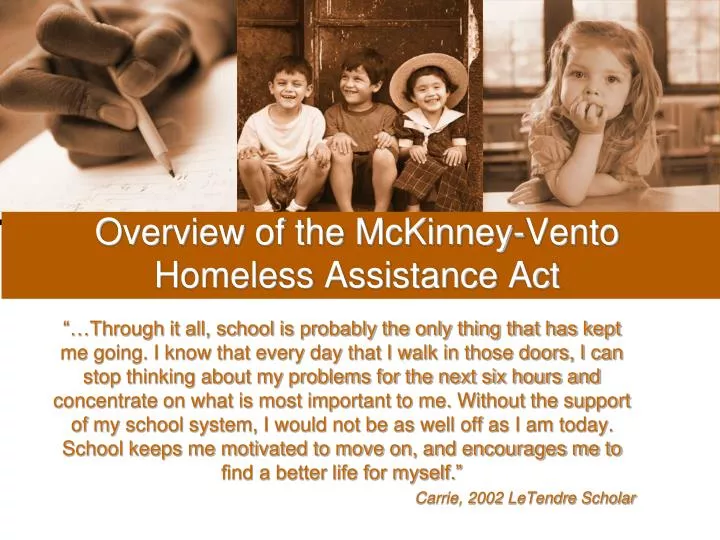 overview of the mckinney vento homeless assistance act