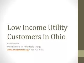 Low Income Utility Customers in Ohio