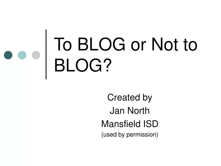 to blog or not to blog