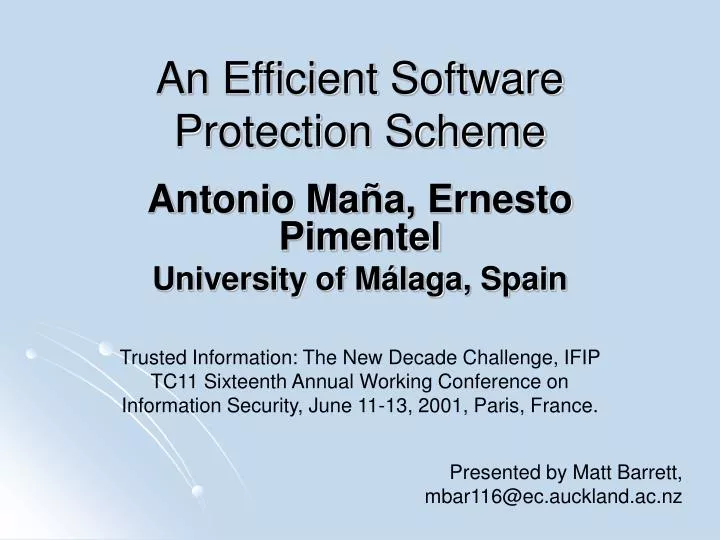 an efficient software protection scheme