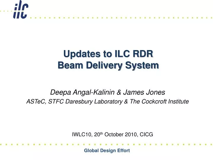 updates to ilc rdr beam delivery system