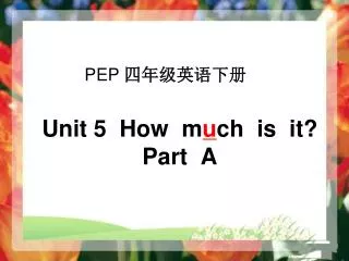 Unit 5 How m u ch is it? Part A
