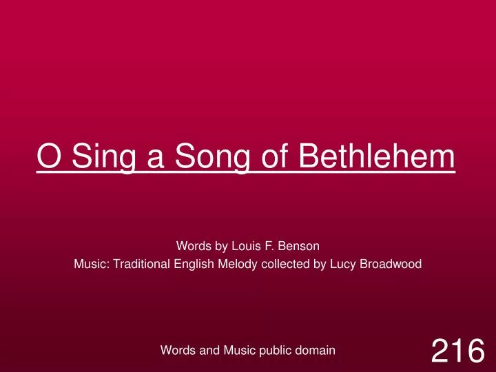 o sing a song of bethlehem