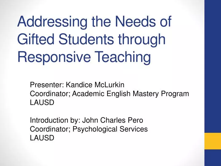 addressing the needs of gifted students through responsive teaching