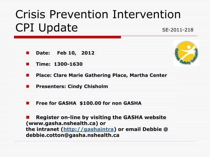 crisis prevention intervention cpi update se 2011 218