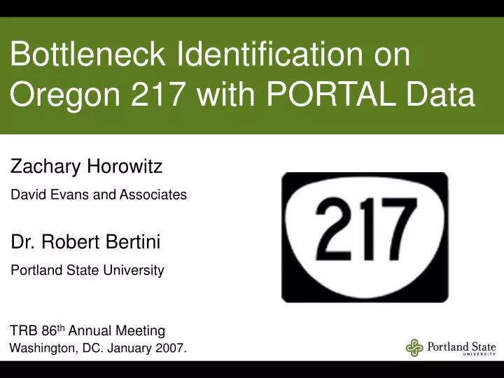 bottleneck identification on oregon 217 with portal data