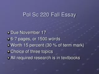 Pol Sc 220 Fall Essay