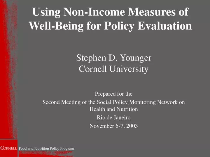 using non income measures of well being for policy evaluation