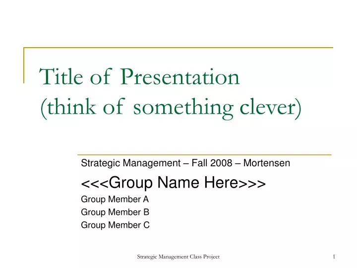 title of presentation think of something clever
