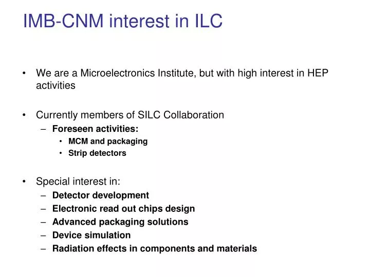 imb cnm interest in ilc