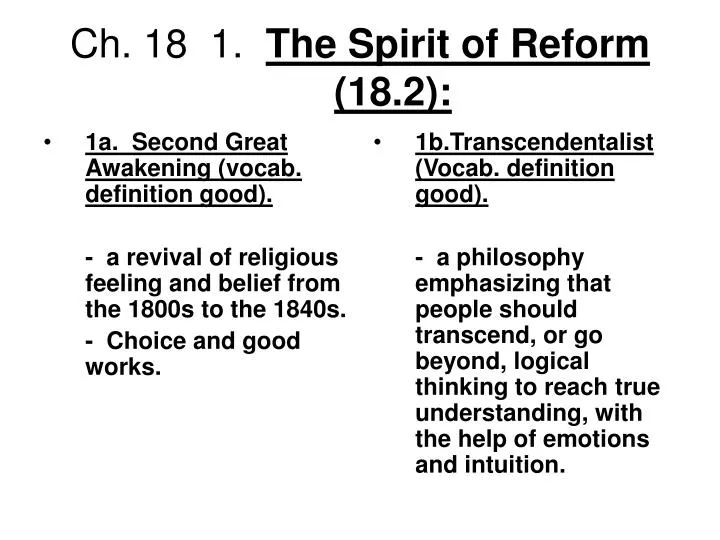ch 18 1 the spirit of reform 18 2