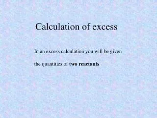 Calculation of excess
