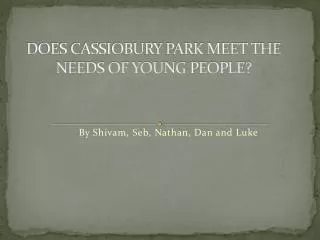 DOES CASSIOBURY PARK MEET THE NEEDS OF YOUNG PEOPLE?