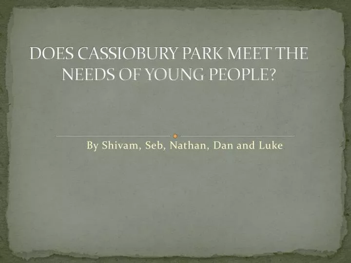 does cassiobury park meet the needs of young people