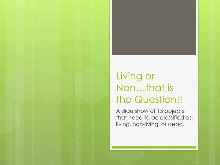 living or non that is the question
