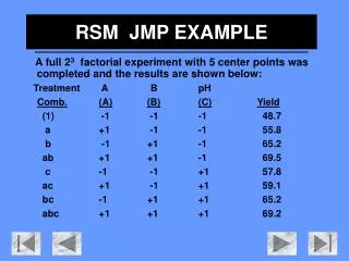 RSM JMP EXAMPLE