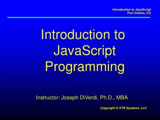 Introduction to JavaScript Programming
