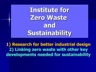 Institute for Zero Waste and Sustainability