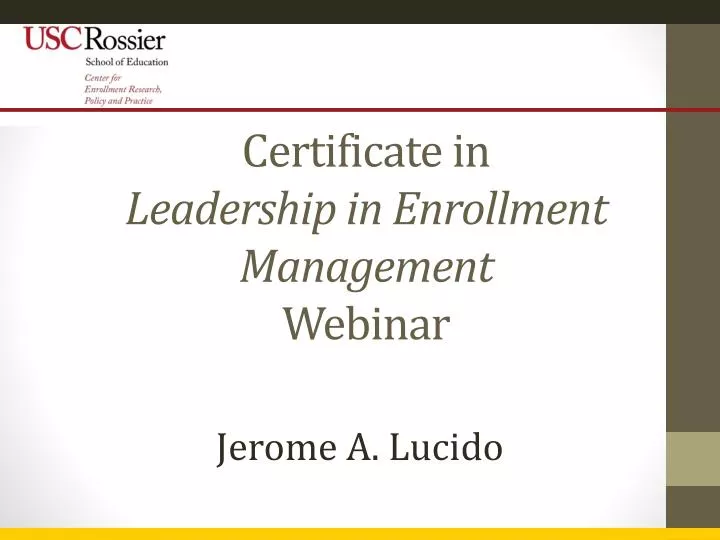 certificate in leadership in enrollment management webinar