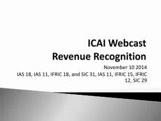 ICAI Webcast Revenue Recognition
