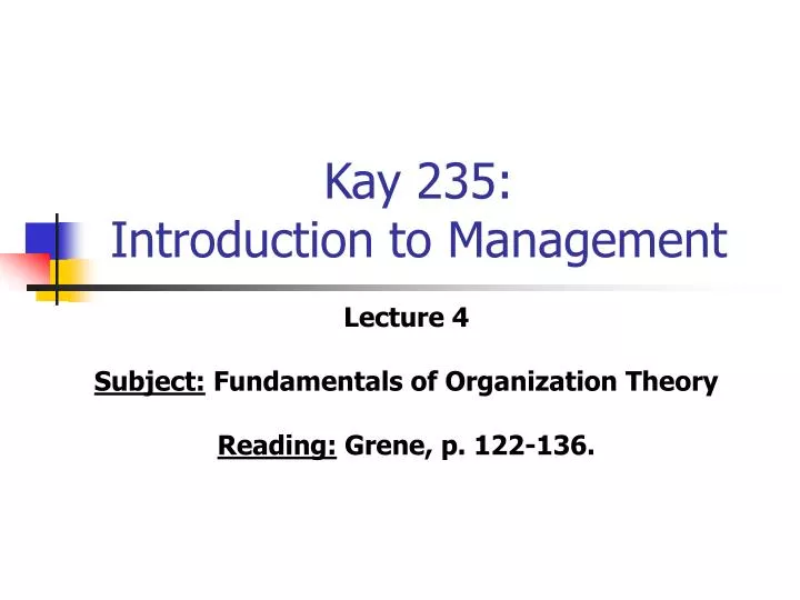 kay 235 introduction to management