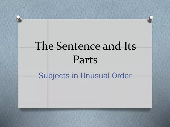 the sentence and its parts