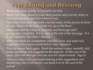 Peer Editing and Revising