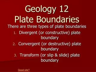 Geology 12 Plate Boundaries