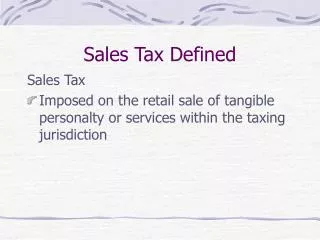 Sales Tax Defined