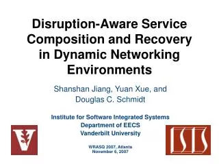 Disruption-Aware Service Composition and Recovery in Dynamic Networking Environments