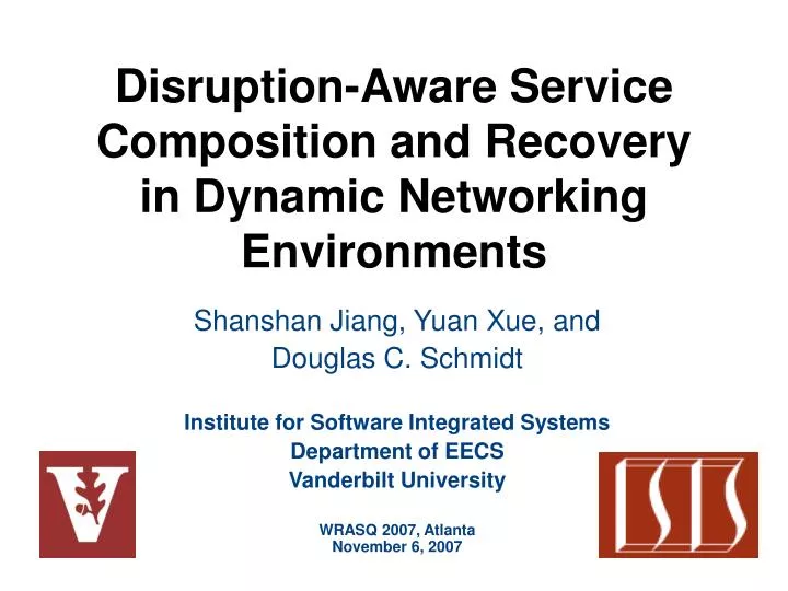 disruption aware service composition and recovery in dynamic networking environments