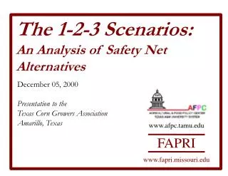 The 1-2-3 Scenarios: An Analysis of Safety Net Alternatives