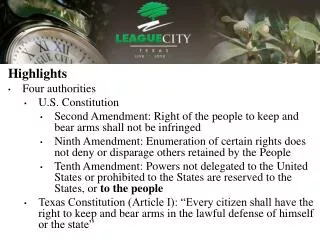 Highlights Four authorities U.S. Constitution