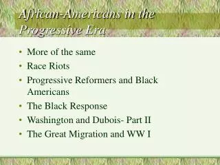 African-Americans in the Progressive Era