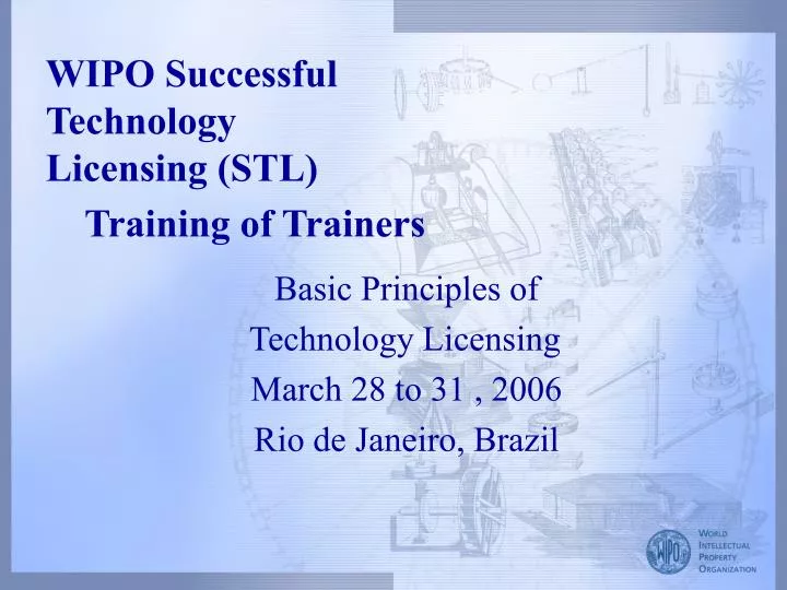 wipo successful technology licensing stl training of trainers