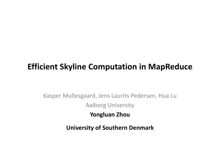 efficient skyline computation in mapreduce