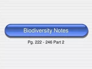 Biodiversity Notes