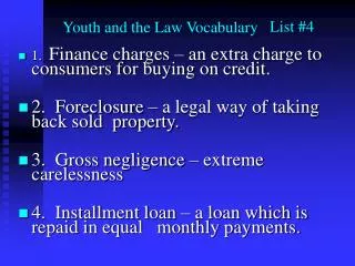 Youth and the Law Vocabulary