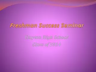 Freshman Success Seminar